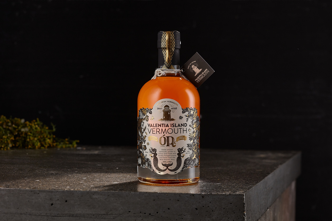 Drinks Photographer Ireland - Bottle of vermouth of dark kitchen counter top
