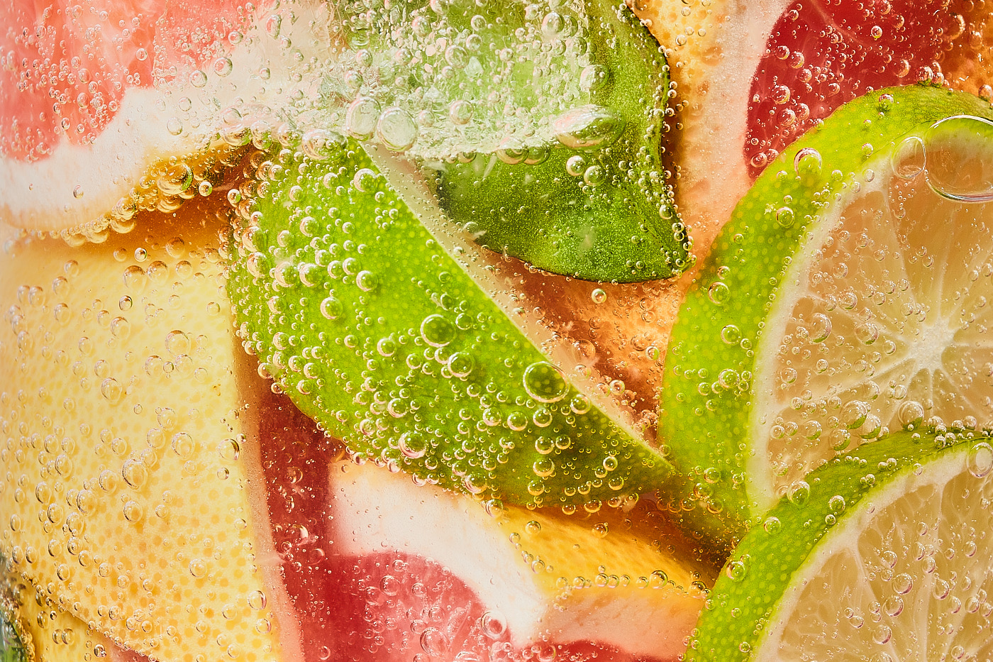 Drinks Photography - Macro of citrus fruit in liquid
